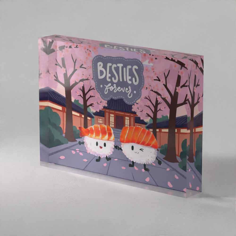 Besties Forever Sushi Acrylic Prism – Cute Friendship Gift (5x7")