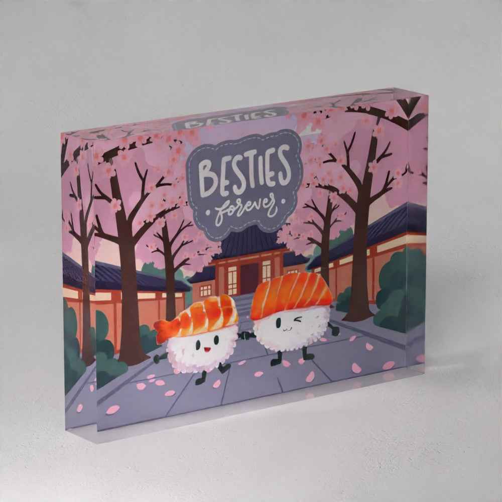 Besties Forever Sushi Acrylic Prism – Cute Friendship Gift (5x7")