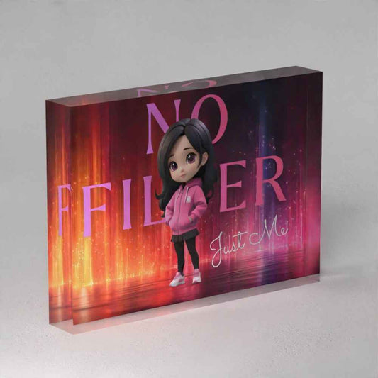 No Filter Just Me Acrylic Prism – Inspirational Self-Love Gift (5x7")