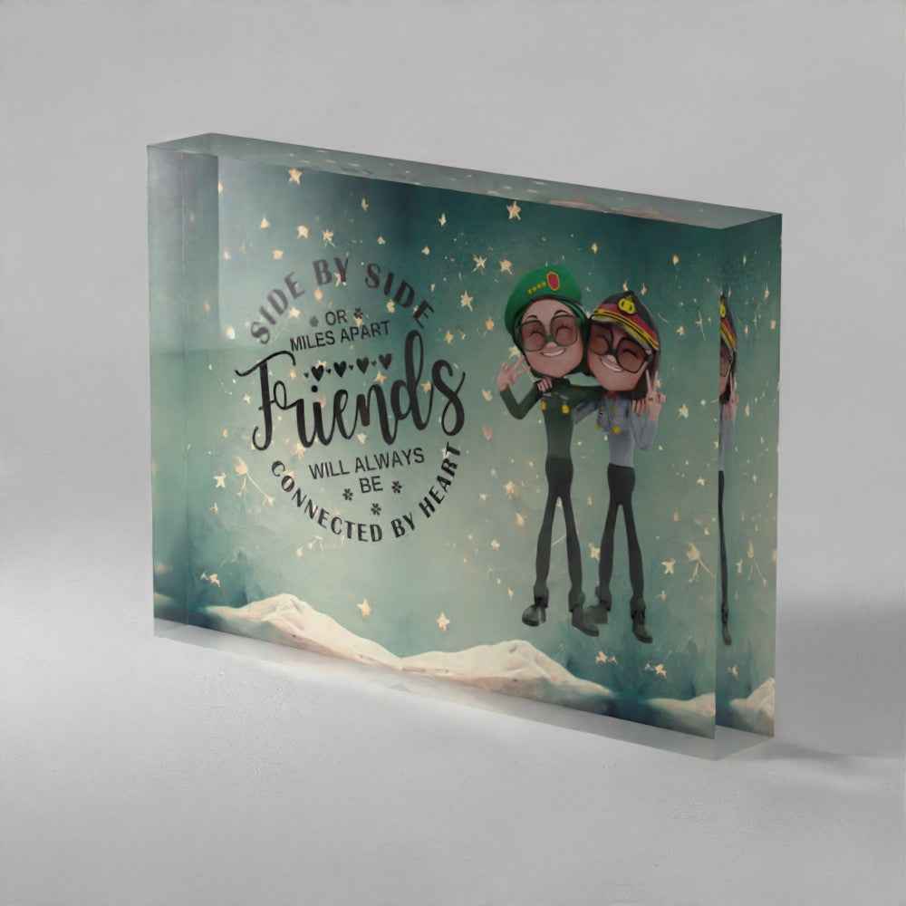 Side by Side Friends Acrylic Prism – Long Distance Friendship Gift (5x7")