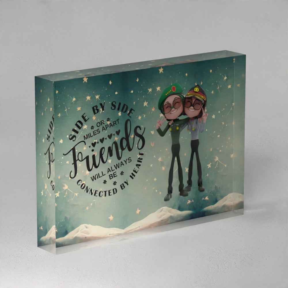 Side by Side Friends Acrylic Prism – Long Distance Friendship Gift (5x7")