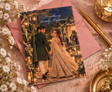 Something Lovely Happened – Romantic Desi Engagement Card