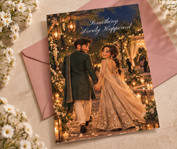 Something Lovely Happened – Romantic Desi Engagement Card