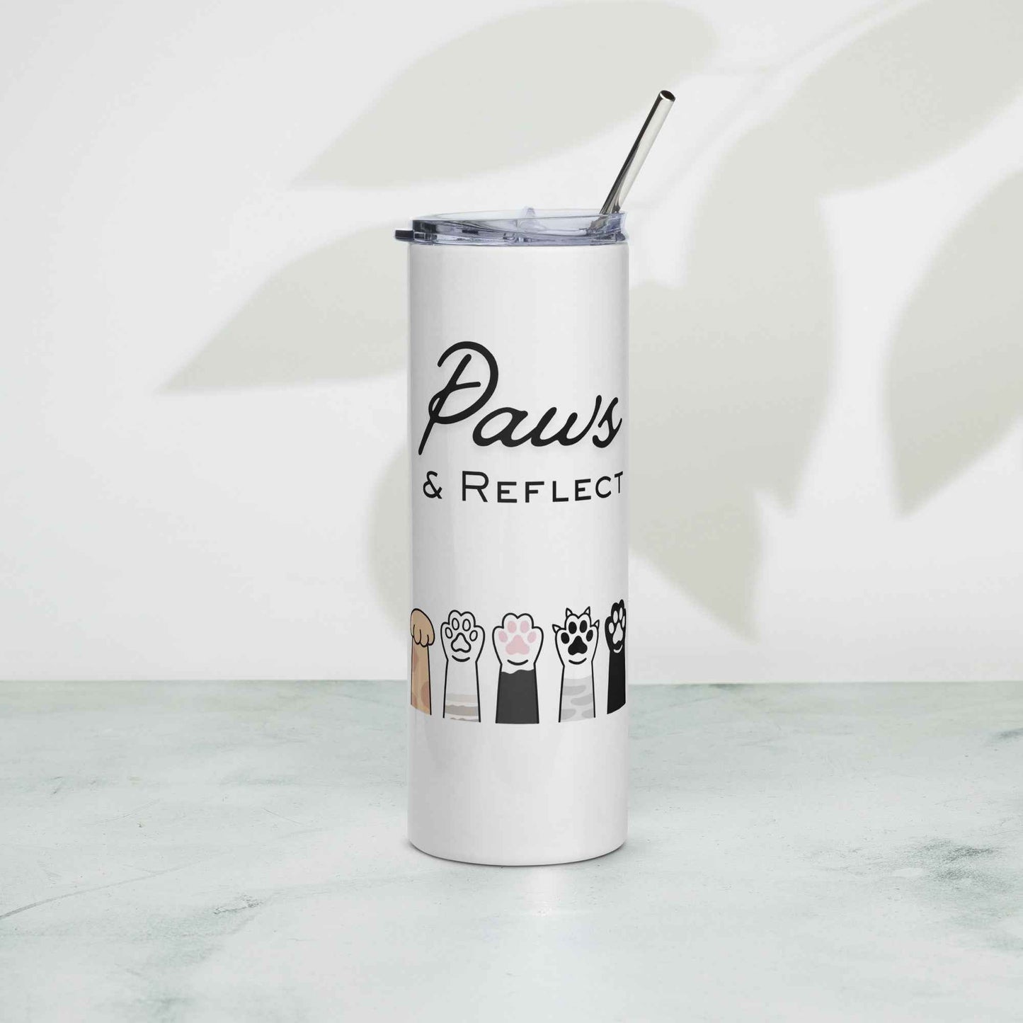 Paws & Reflect Cat Paw Tumbler – Cute Minimalist Stainless Steel Cup for Cat Lovers