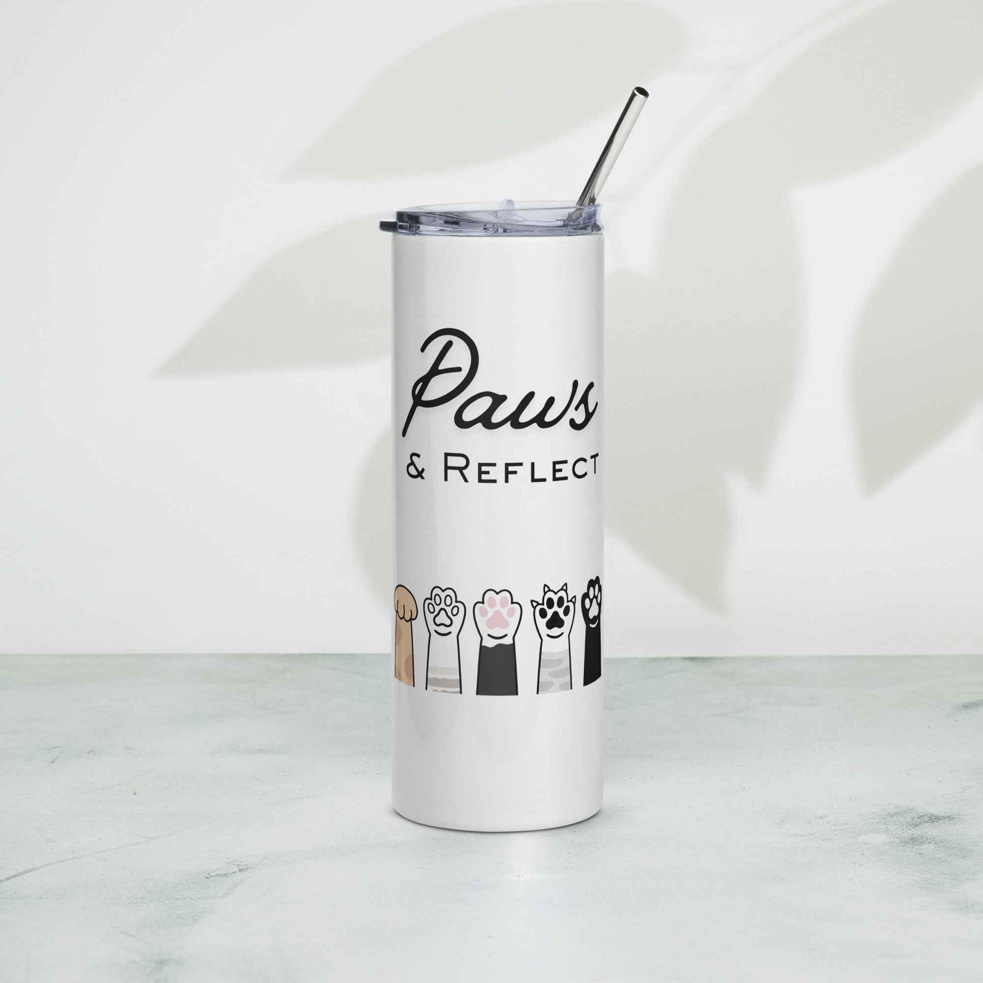 Paws & Reflect Cat Paw Tumbler – Cute Minimalist Stainless Steel Cup for Cat Lovers