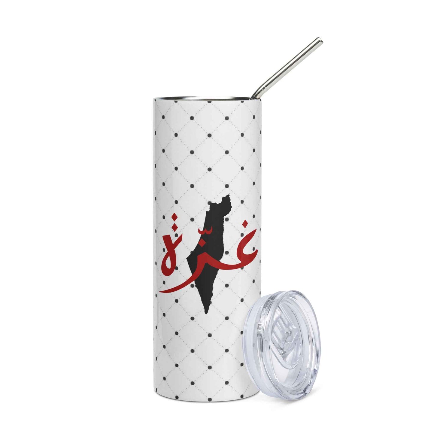 Palestinian Map Art Stainless Steel Tumblers – Gaza Calligraphy Series (20oz)