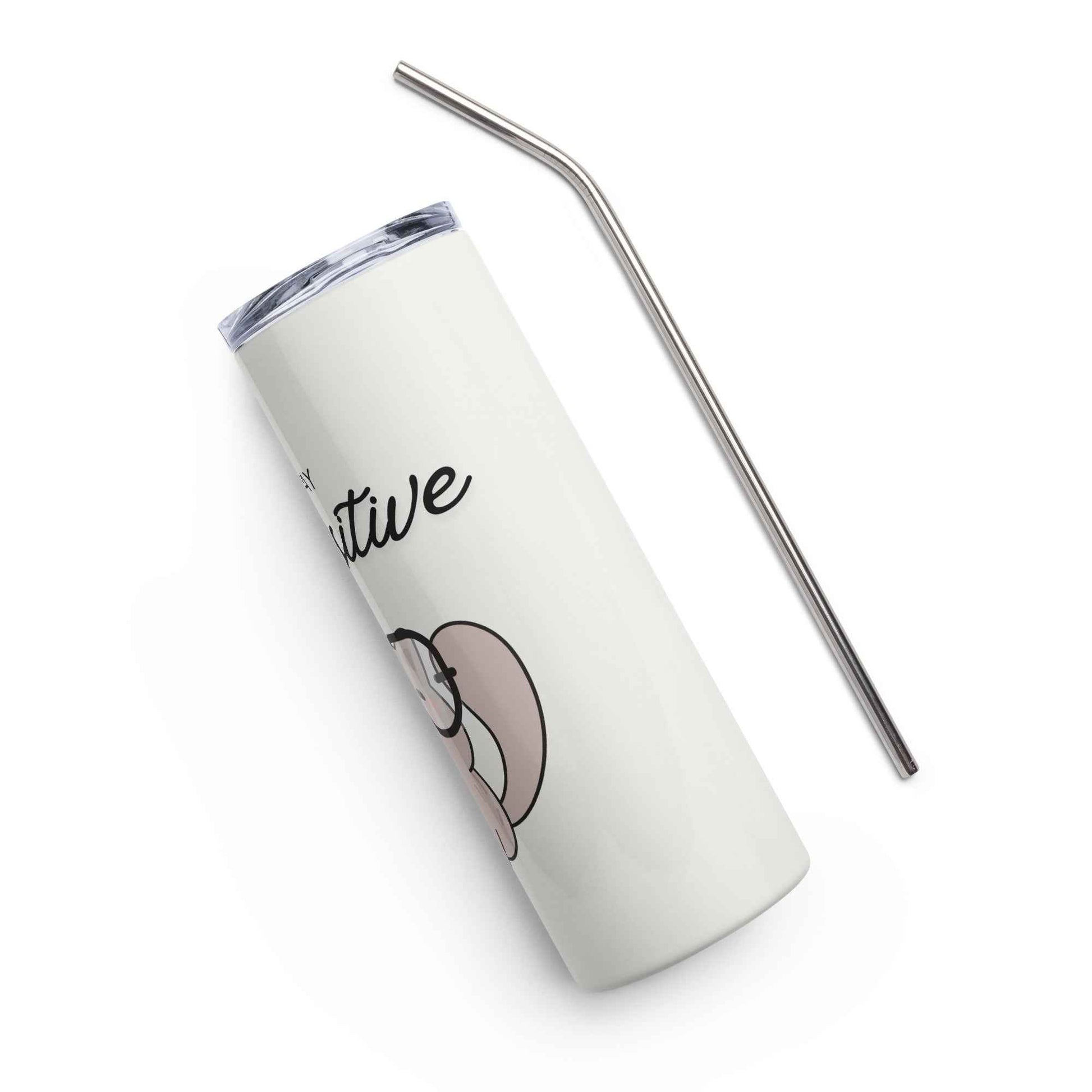 Stay Pawsitive Cat Tumbler - Cream