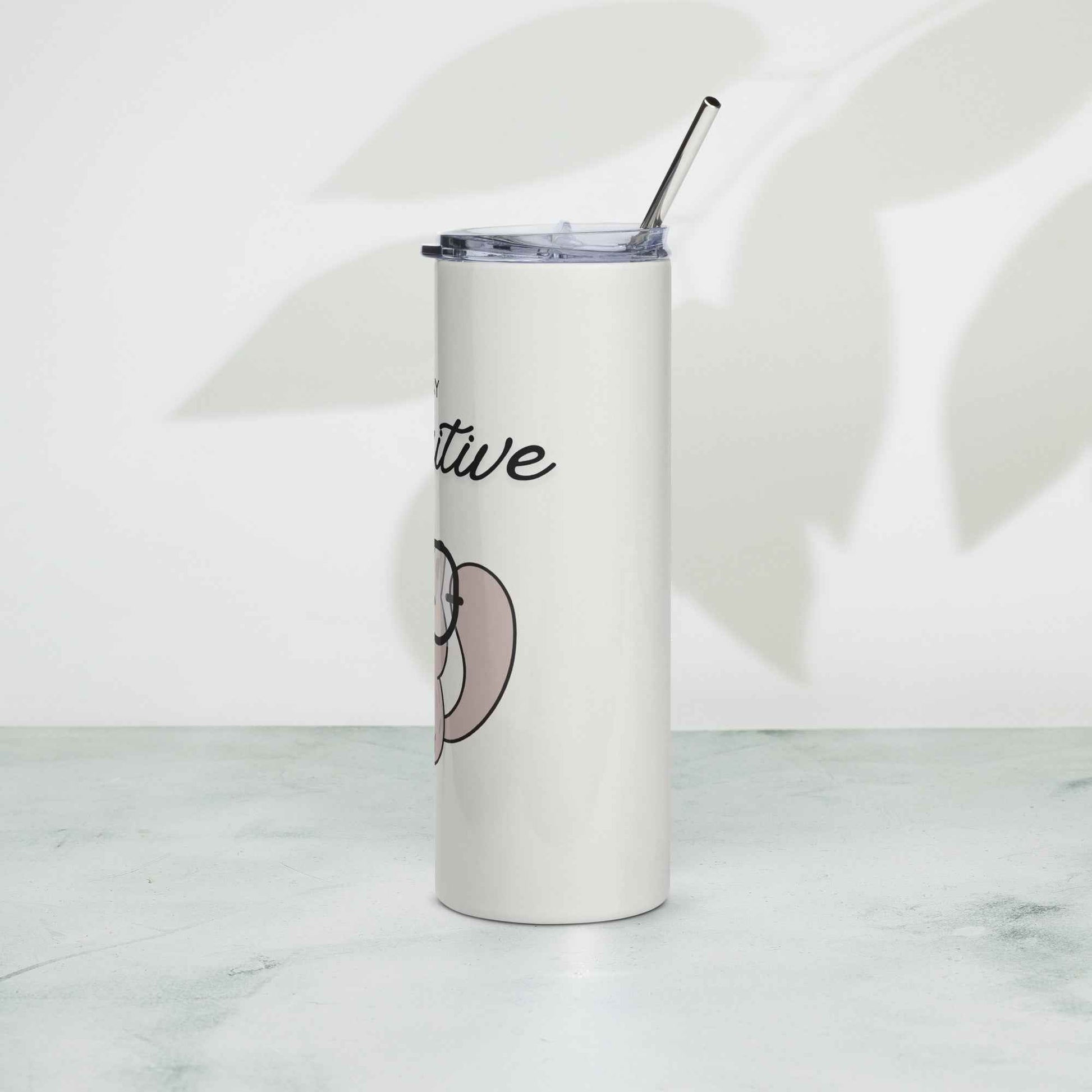 Stay Pawsitive Cat Tumbler - Cream