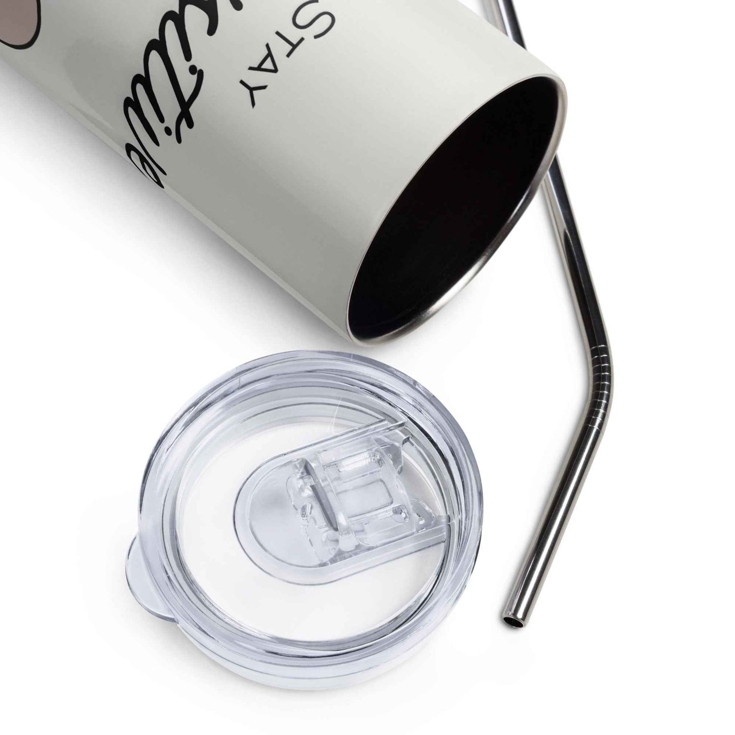 Stay Pawsitive Cat Tumbler - Cream