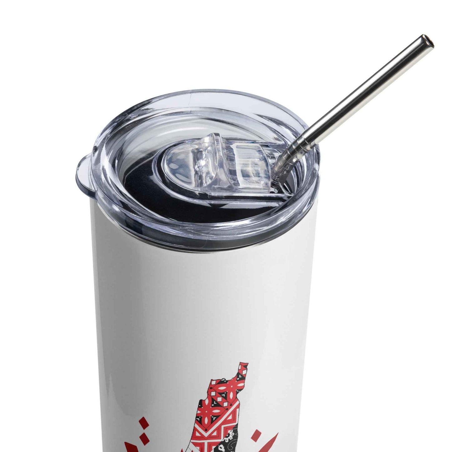 Palestinian Map Stainless Steel Tumblers – Gaza Arabic Calligraphy (20oz)