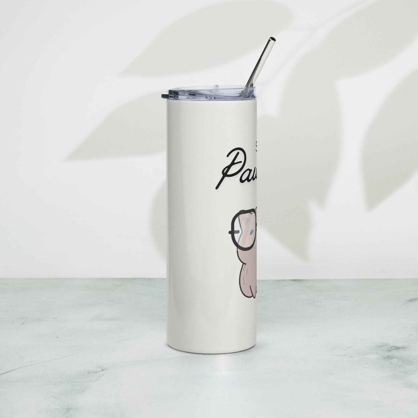 Stay Pawsitive Cat Tumbler - Cream