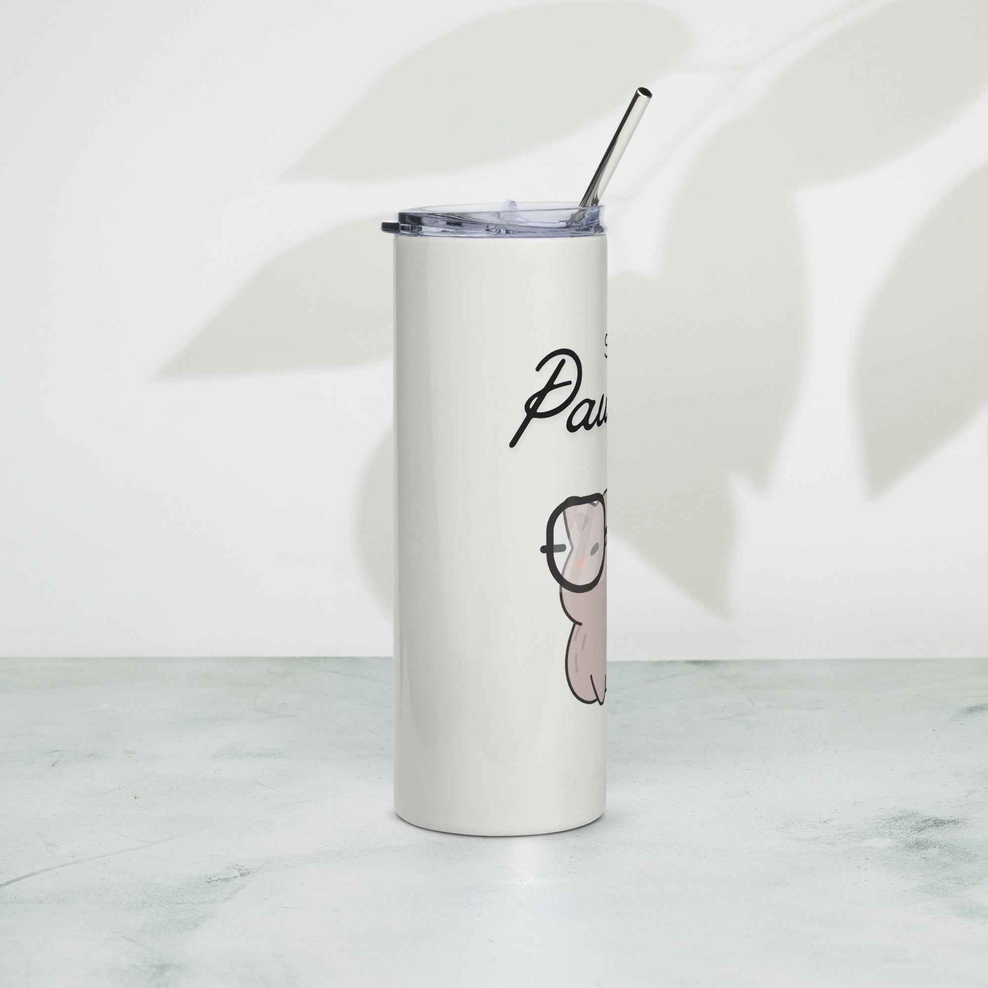 Stay Pawsitive Cat Tumbler - Cream