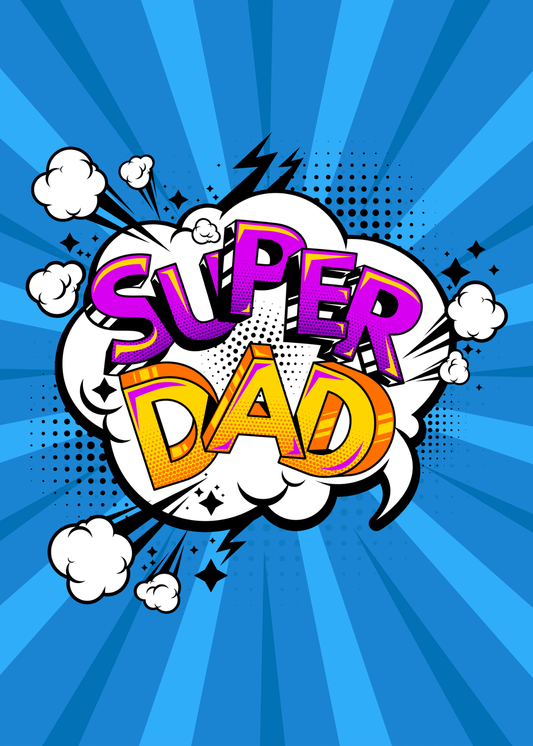 Super Dad Comic Style Father’s Day Greeting Card – Fun Superhero Dad Card