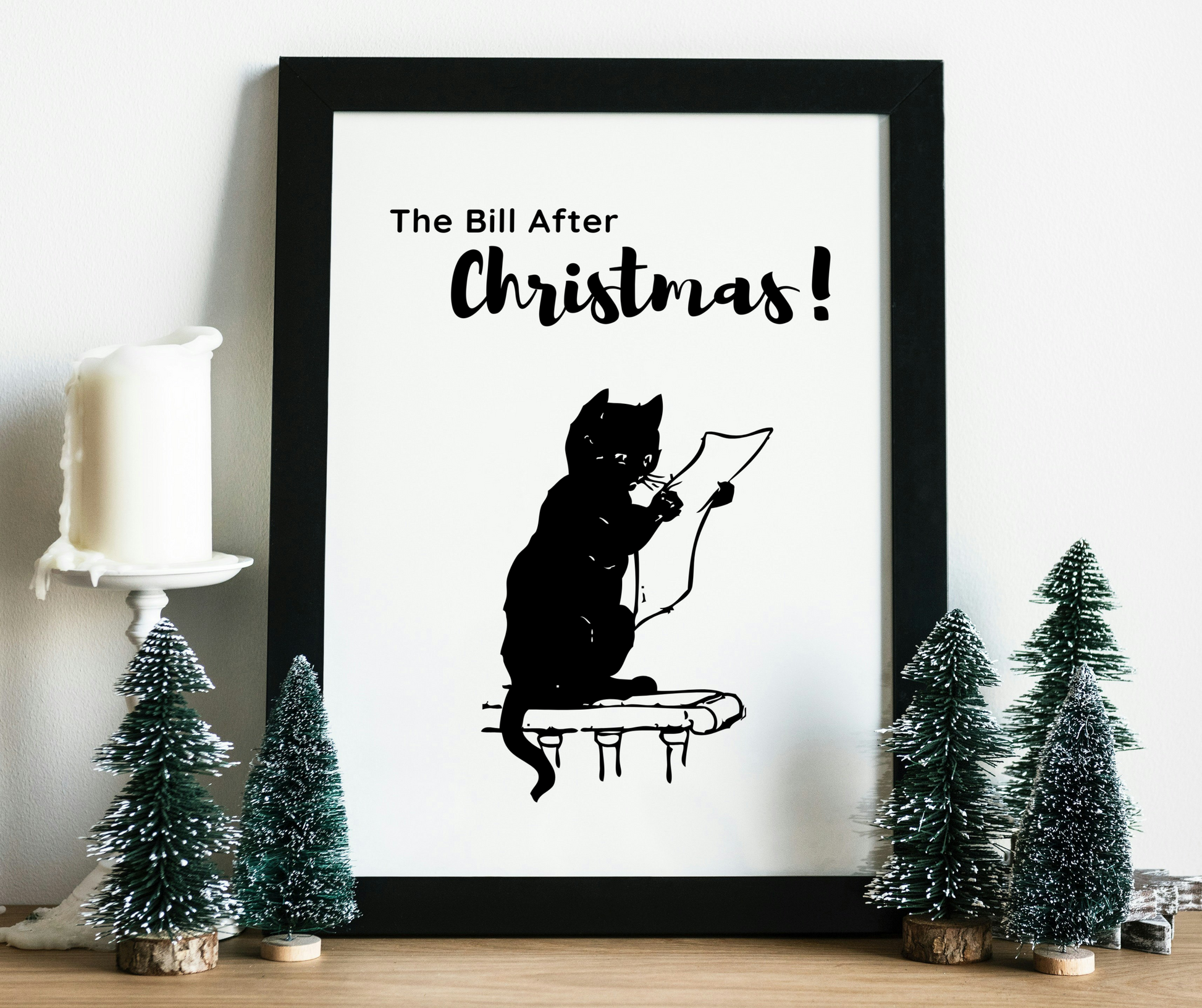 🎄 The Bill After Christmas – Humorous Cat Art Print