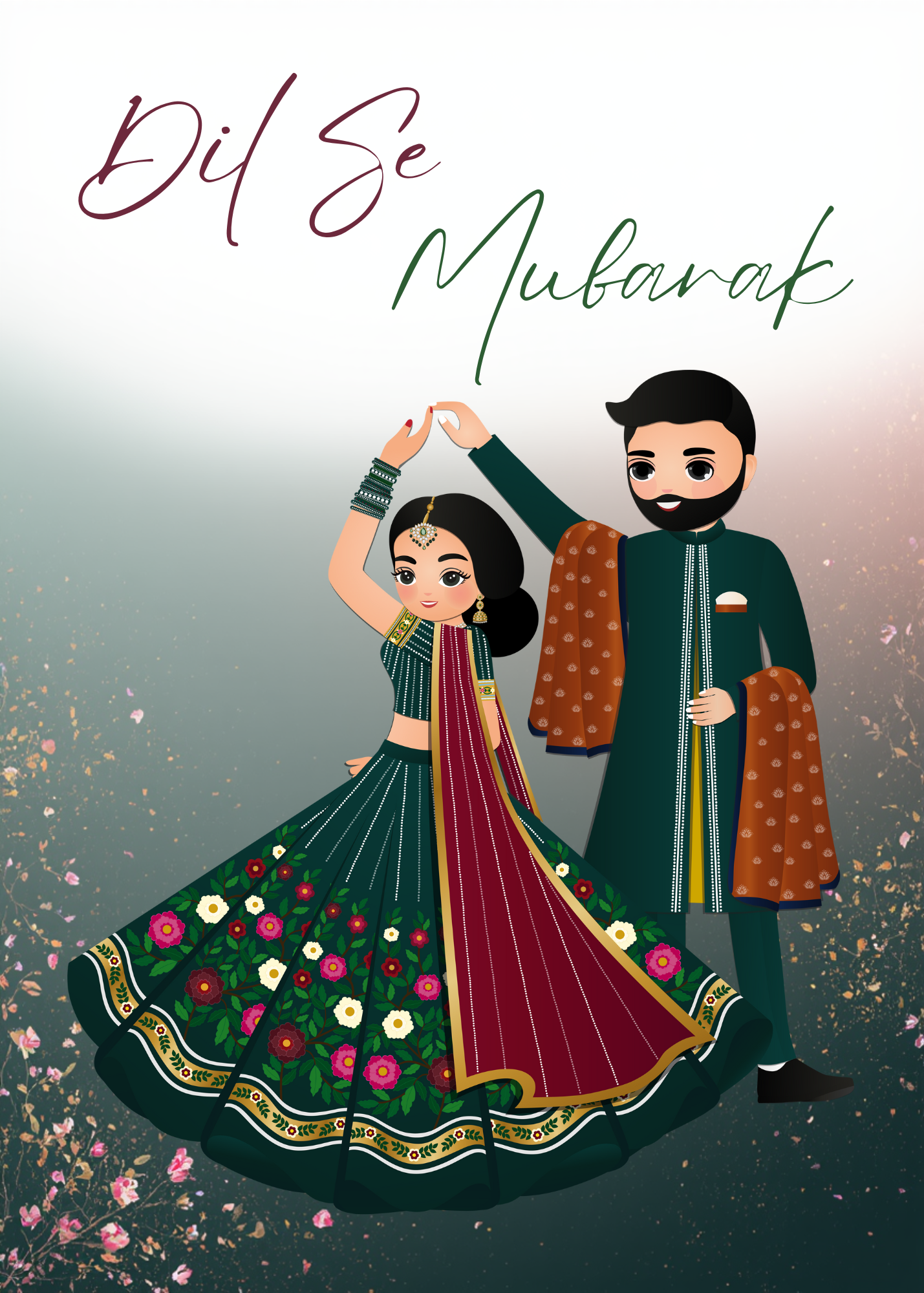 Wedding Congratulations Card | Dil Se Mubarak Asian Wedding Card