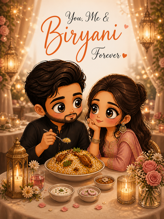 You, Me & Biryani Forever | Cute Desi Romantic Greeting Card